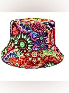 Colorful New Creative 3D Floral Hippie Mandala Bucket Hat. NWT.